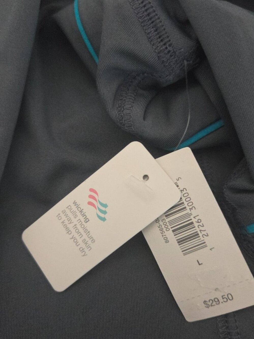 NWT GapBodyFit Gray & Teal Keyhole Long Sleeve Crewneck Top Size L - Picture 5 of 8